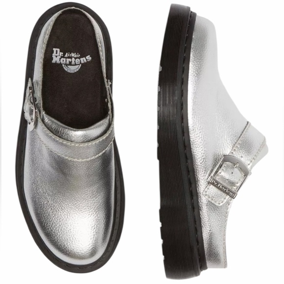 New Dr. Martens Laketen Slingback Mule silver metallic leather size 9 - Picture 6 of 8